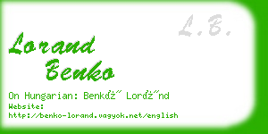 lorand benko business card